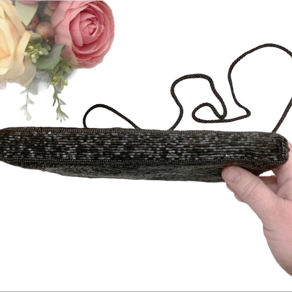 Saks Fifth Ave Black Beaded Clutch - Picture 3 of 4